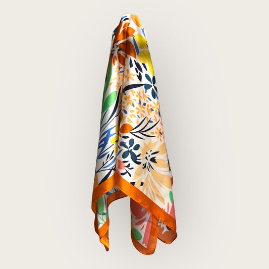 Foulard fleuri orange - Sac Kado